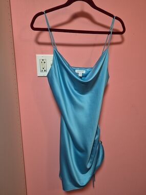 Topshop Satin Teal Slip Dress